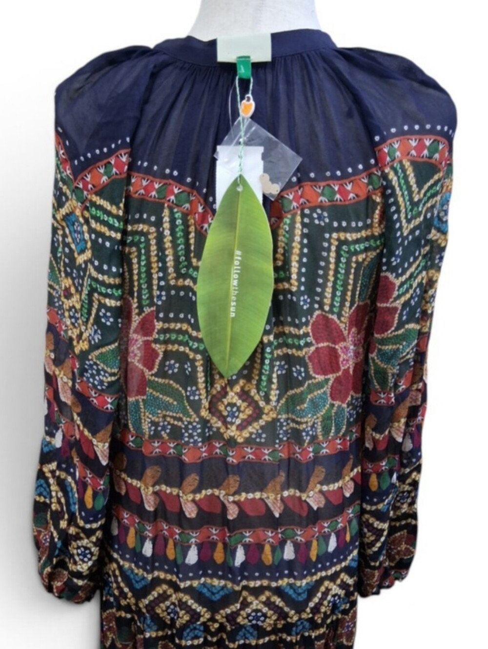 NWT FARM RIO Graphic Shine Maxi Dress Small Metallic Lurex Coin Sequin Hem $275 - Picture 9 of 13
